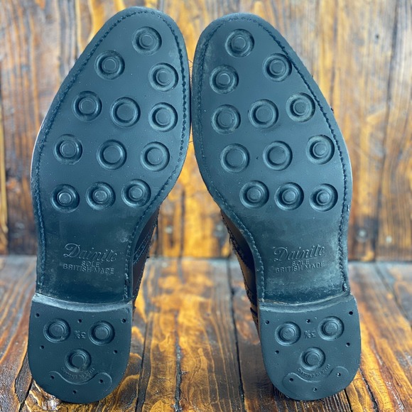 Herring Wingtip Black Leather Brogue Men Dress Shoes Size UK 9.5 / US 10.5 - Picture 10 of 10